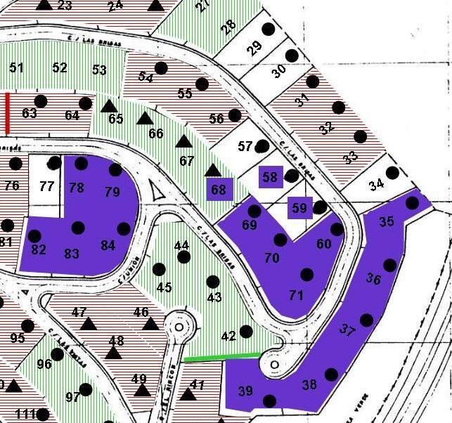 Plano de la urbanización Puerta de Hierro con las parcelas del proyecto marcadas