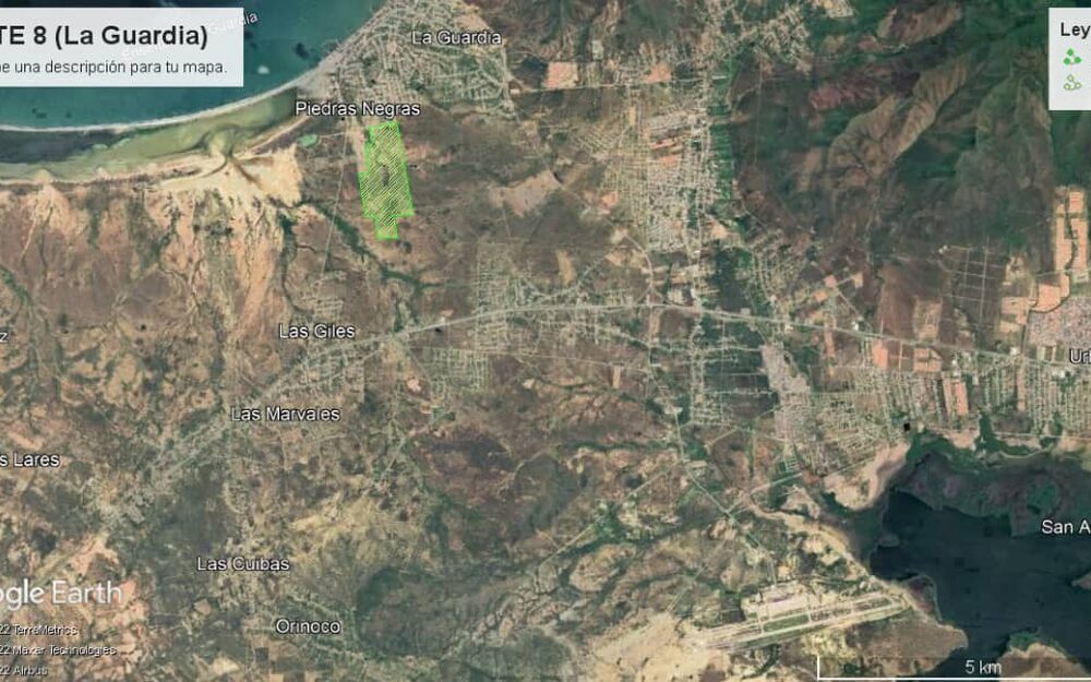 Vista satelital del lote de 900.000 m² entre Las Giles y La Guardia