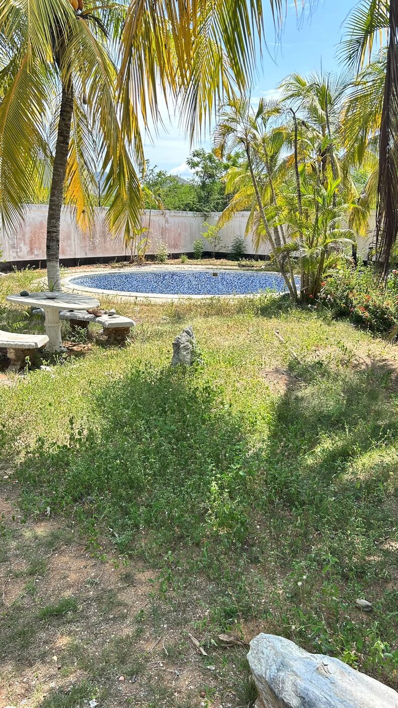 La piscina, en el jardín del conjunto